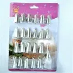 24 pc Nozzle with cuppler Cake Decorating Set Frosting Icing Piping Bag Tips with Steel Nozzles. Reusable & Washable (Food-Grade, Stainless Steel)