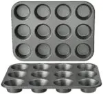 BakeGuru® 12cup cakes Carbon Non-Stick Cake Molds/Tins/Pans/Trays for both Oven and Cooker | BSI 44