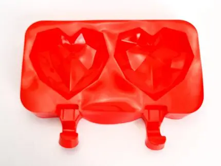 BSI 527 (1)2 Cavities Heart Shape Silicone Popsicle Molds, BPA Free Homemade Ice Cream Bar Mold Ice Pop Molds | BSI 527
