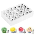 Stainless Steel 24 Nozzle Piping Set for Cake Decoration and Icing, 17x11.2x4.8cm (Off-white) BSI-73