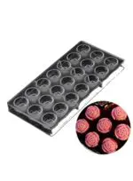 24 Cavity Plastic Chocolate Mould Rose Shape Polycarbonate Chocolate Mould Baking Pastry Cake Decoration Bakery Tools | BSI 262