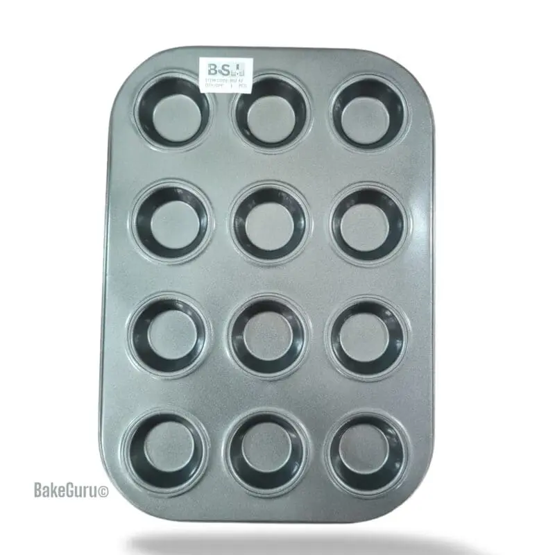 BakeGuru® 12cup cakes Carbon Non-Stick Cake Molds/Tins/Pans/Trays for both Oven and Cooker | BSI 42