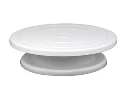 BakeGuru® 28cm Cake Turntable Revolving Decorating Stand (Turning Table | 360° Rotating) | Plastic White Turn 360 Degree Smooth 12 Inch 30 Cake decorating table with 360 turning ability | BSI 51 | BSI 51