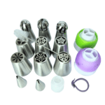 Stainless Steel 11 Nozzle Piping Set for Cake Decoration and Icing, 17x11.2x4.8cm (Off-white)