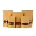 KRAFT POUCH 12*20 CM with see through WINDOW RECTANGLE 20*12*3 | LEELA 7002 [Pack of 50]