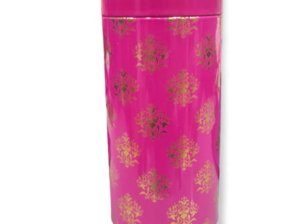 Airtight Tin Jars | Tin container | Dryfruit Box | chocolate box | Spice Box | Brilliant Dark Pink Design [ Pack of 6] | Leela 4054