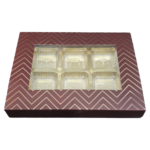 6 Cavity 2*3 | Brown with Golden Embossed Window Boxes , Chocolates Packaging Boxes, Surprise Gift Box, Cookies Storage, Birthday Gift Hamper [pack of 10]
