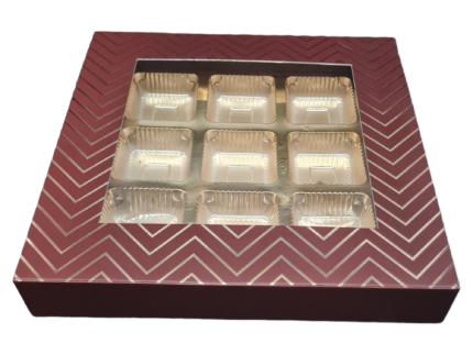 9 Cavity 3*3 | Brown with Golden Embossed Window Boxes , Chocolates Packaging Boxes, Surprise Gift Box, Cookies Storage, Birthday Gift Hamper [pack of 10]