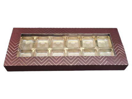 12 Cavity 2*6 | Brown with Golden Embossed Window Boxes , Chocolates Packaging Boxes, Surprise Gift Box, Cookies Storage, Birthday Gift Hamper [pack of 10]