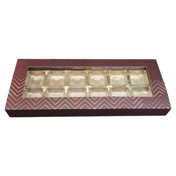 12 Cavity 2*6 | Brown with Golden Embossed Window Boxes , Chocolates Packaging Boxes, Surprise Gift Box, Cookies Storage, Birthday Gift Hamper [pack of 10]