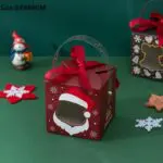 Christmas Handheld Gift Box Small , Chocolate Candy, Biscuit Packaging Box, Christmas New Year Party Gift Box ,Decoration | Leela 2701 (Pack of 10) | Red Colour