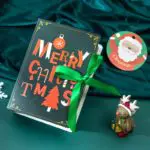 Book Shape Merry Christmas Candy Bag, Xmas, Santa Claus Gift Box For Party Decoration | Leela 2703 (Pack of 10) | Green Colour