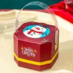 Portable Merry Christmas Candy Box, Creative Octagonal, Apple Chocolate Gift Wrapping Box, Home Decoration | Leela 2705 (Pack of 10) | Coffee Colour