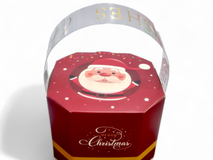 Portable Merry Christmas Candy Box, Creative Octagonal, Apple Chocolate Gift Wrapping Box, Home Decoration | Leela 2705 (Pack of 10) | Red Colour