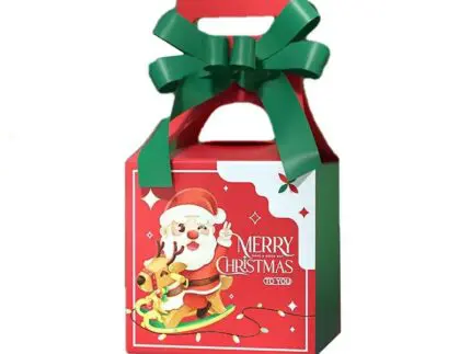 Merry Christmas Candy Box Gift Box With Ribbon ,Xmas Santa Claus Treat Candy Box Packages ,Party New Year Decor| Leela 2708 (Pack of 10) | Red Colour