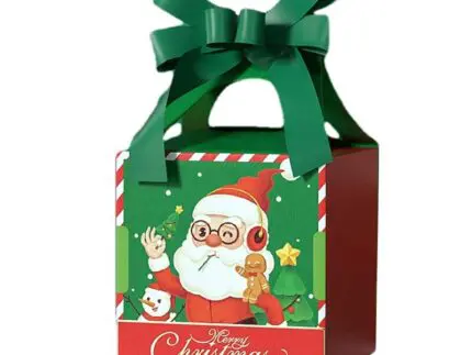 Merry Christmas Candy Box Gift Box With Ribbon ,Xmas Santa Claus Treat Candy Box Packages ,Party New Year Decor| Leela 2708 (Pack of 10) | Light Green Colour