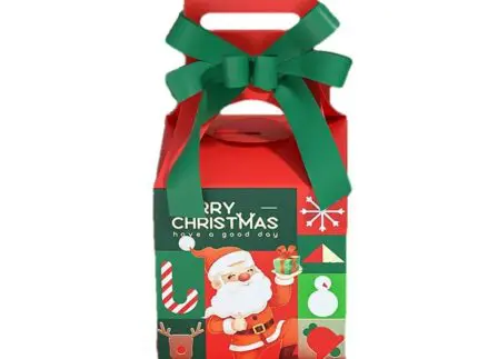 Merry Christmas Candy Box Gift Box With Ribbon ,Xmas Santa Claus Treat Candy Box Packages ,Party New Year Decor| Leela 2708 (Pack of 10) | Dark Red Colour