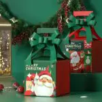 Merry Christmas Candy Box Gift Box With Ribbon ,Xmas Santa Claus Treat Candy Box Packages ,Party New Year Decor| Leela 2708 (Pack of 10) | Dark Green Colour
