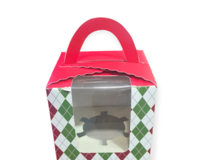 Christmas Cupcake Boxes, Christmas Cookie Boxes with Window Insert Handle, Christmas Muffin Pastry Holder Boxes ,Xmas Cupcake Gift Box, Bakery Treat Boxes for Christmas Party | Leela 8201 (Pack of 10)