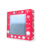 Christmas Theme| 4 Brownie Box with Clear Window, Brownie Carrier | Leela 8207 | Red Colour
