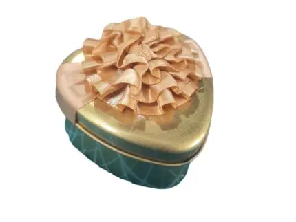 Heart Shaped Tin Box for for Multipurpose Use, Useful for Storing Small Stuff Like Small Jewellery, Medicine, Pills, Pen Drives, Candies, Keys, Earphones, Coins etc. Storage Box. | Leela 4001 | Pack of 12 | Gold colour