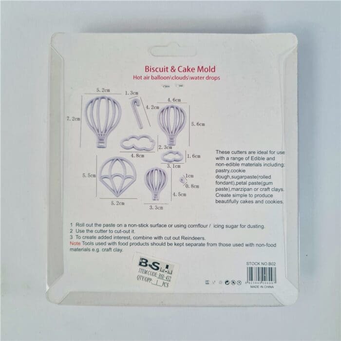 BakeGuru Cake Decor Hot air ballooncloudswater drops shaped Plastic Fondant Cookie