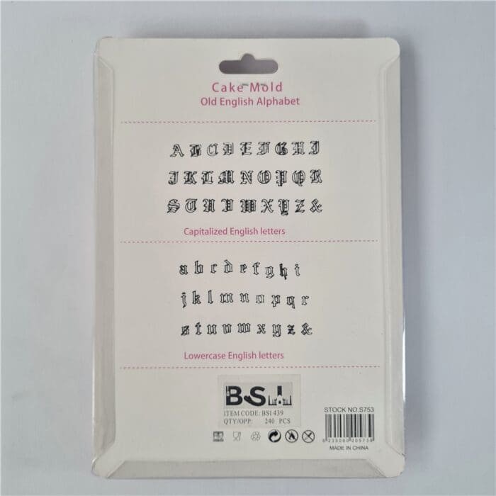 BakeGuru Cake Decor Old English Alphabet Set Plastic Fondant Cookie Cutters | BSI 439