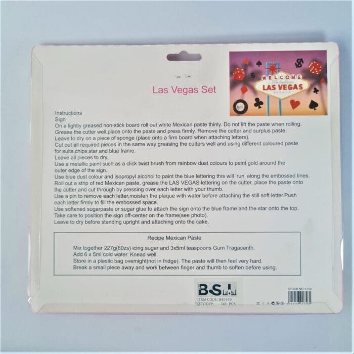 BakeGuru Cake Decor Las Vegas Set Plastic Fondant Cookie Cutters | BSI 440