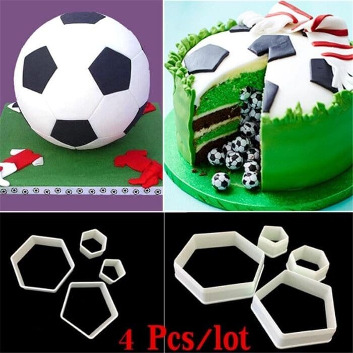 BakeGuru Cake Decor 2Pcs Football Printing Shape Plastic Fondant Cookie Cutters | BSI 474