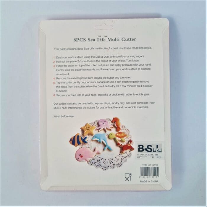 BakeGuru Cake Decor 8Pcs Sea Life Multi design Plastic Fondant Cookie Cutters | BSI 486