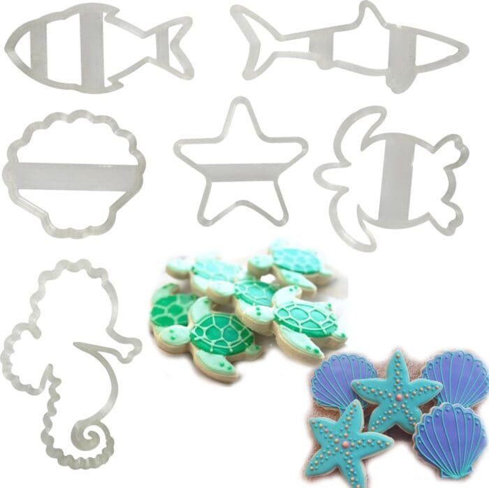 BakeGuru Cake Decor 8Pcs Sea Life Multi design Plastic Fondant Cookie Cutters | BSI 486