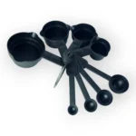 Black Color 8 Pieces Measuring Cups and Spoon Set - Plastic Measuring Cups and Spoons Set Measuring Tool for Liquids and Solids | BSI 10