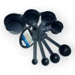 Black Color 8 Pieces Measuring Cups and Spoon Set - Plastic Measuring Cups and Spoons Set Measuring Tool for Liquids and Solids | BSI 10