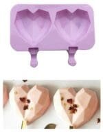 619IM8rHfDLBSI 527 (1)2 Cavities Heart Shape Silicone Popsicle Molds, BPA Free Homemade Ice Cream Bar Mold Ice Pop Molds | BSI 527