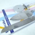 Attractive Stainless Steel Cake Knife Server Set and Pizza Cutter with Acrylic Handle 3pcs/set | BSI 04