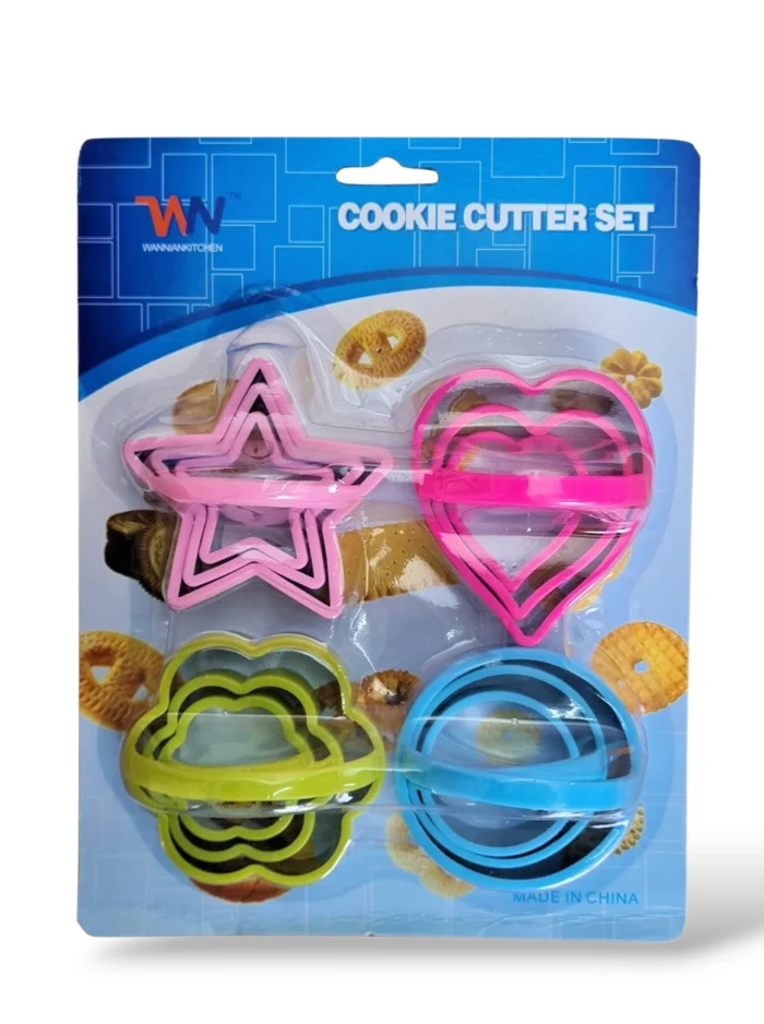 4 Different Shapes Cookie Cutters Set in 3 Sizes with Handle 4MM Thickness Heavy Duty Food-Grade Stainless Steel, Coated with Soft PVC for Protection | BSI 20