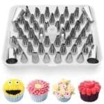 BakeGuru® Nozzle for Cake Decorating, Stainless Steel Cakes Nozzles, Russian Nozzle Set for Cake, for Cupcakes Cookies or Whipped Cream Clay for Making DIY at Home (52 Pcs) | BSI 209