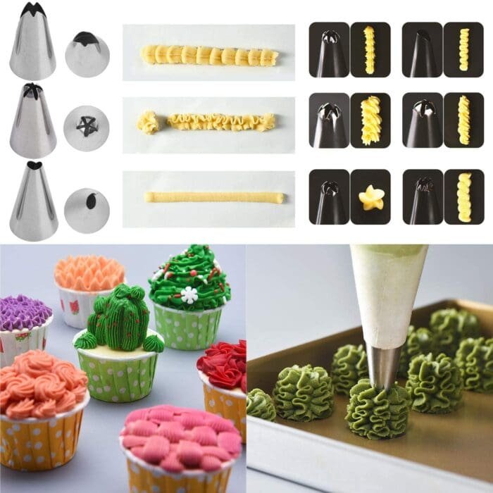 BakeGuru® Nozzle for Cake Decorating, Stainless Steel Cakes Nozzles, Russian Nozzle Set for Cake, for Cupcakes Cookies or Whipped Cream Clay for Making DIY at Home (52 Pcs) | BSI 209