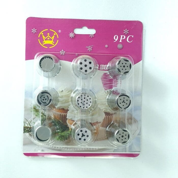 Stainless Steel Russian Piping Icing Nozzles for Decorating Frosting Cupcake Pastries Desserts Tarts Pie Set of 9 Assorted