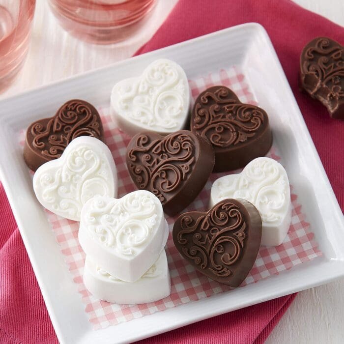 BSI 248 5Valentine's Day Special 12 Cavity Small Heart Shape with Gothic Design Silicone Candy Mould | BSI 248