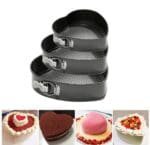 3 In 1 Carbon Steel Spring Form Heart Shape Non-Stick Cake Moulds/Tins/Pans/Trays for both Oven and Cooker with Removable Base | BSI 33