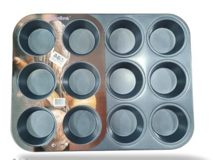 12cup cakes Carbon Non-Stick Cake Molds/Tins/Pans/Trays for both Oven and Cooker | BSI 38