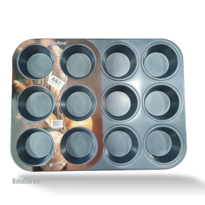 12cup cakes Carbon Non-Stick Cake Molds/Tins/Pans/Trays for both Oven and Cooker | BSI 38