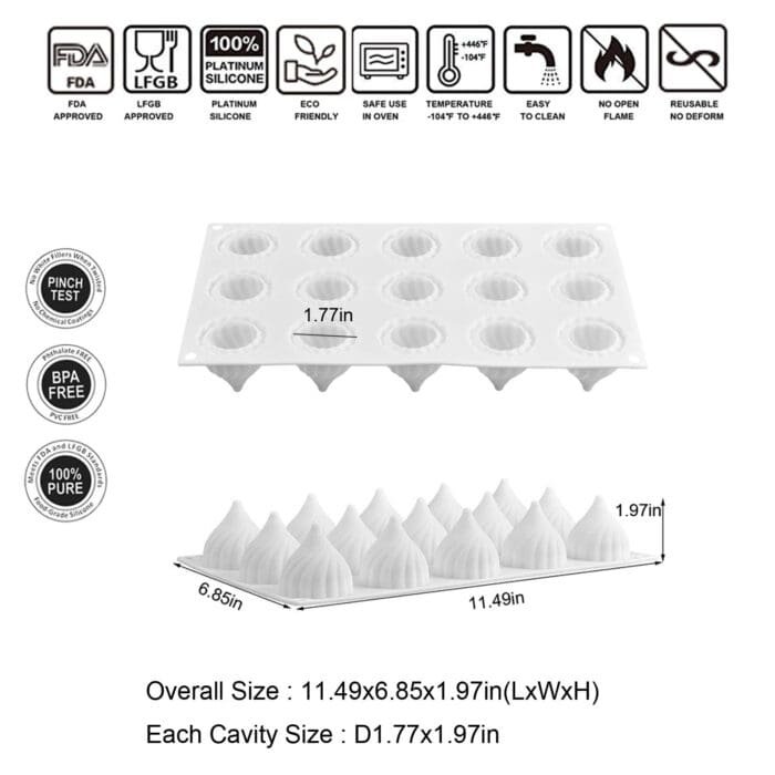 BSI 404 10Modak Shape Silicone Mold 15 in 1 Cavity Dessert Chocolate Mold Cake Tools | Cake Mold Decorating | BSI 404