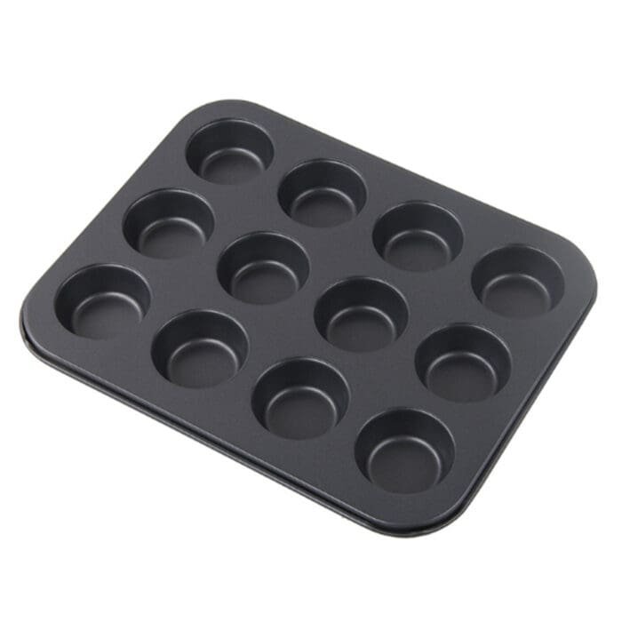 BakeGuru® 12cup cakes Carbon Non-Stick Cake Molds/Tins/Pans/Trays for both Oven and Cooker | BSI 42