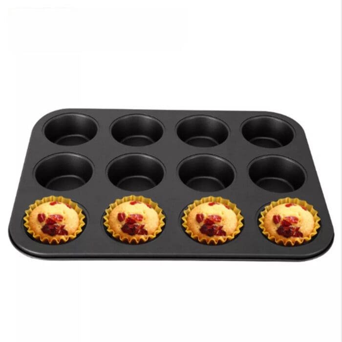 BakeGuru® 12cup cakes Carbon Non-Stick Cake Molds/Tins/Pans/Trays for both Oven and Cooker | BSI 42