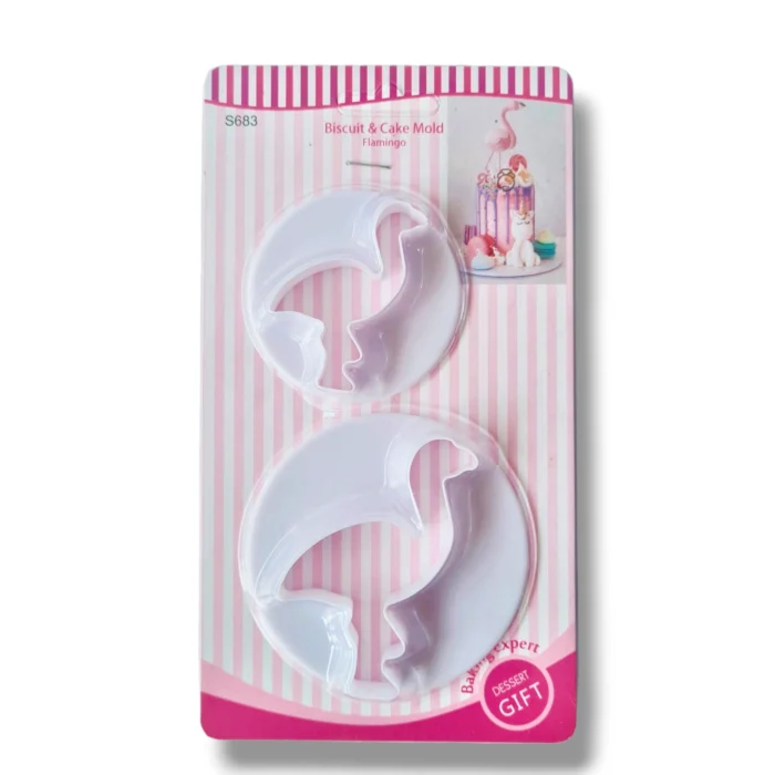 BakeGuru Cake Decor 2Pcs Flemingo Shape Plastic Fondant Cookie Cutters | BSI 461