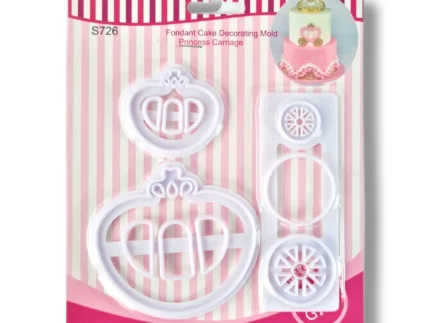 BakeGuru Cake Decor 2Pcs Princess Carriage Shape Plastic Fondant Cookie Cutters | BSI 467