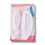 BakeGuru Cake Decor 3Pcs Feather Print Shape Plastic Fondant Cookie Cutters | BSI 469