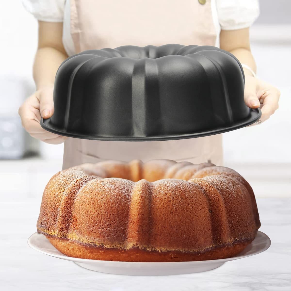 jioko 10 Inch Cake Pan, Non-Stick Fluted Tube Cake Pans for Baking,  Bavarois, Brownie, Jello, Flan, Meatloaf